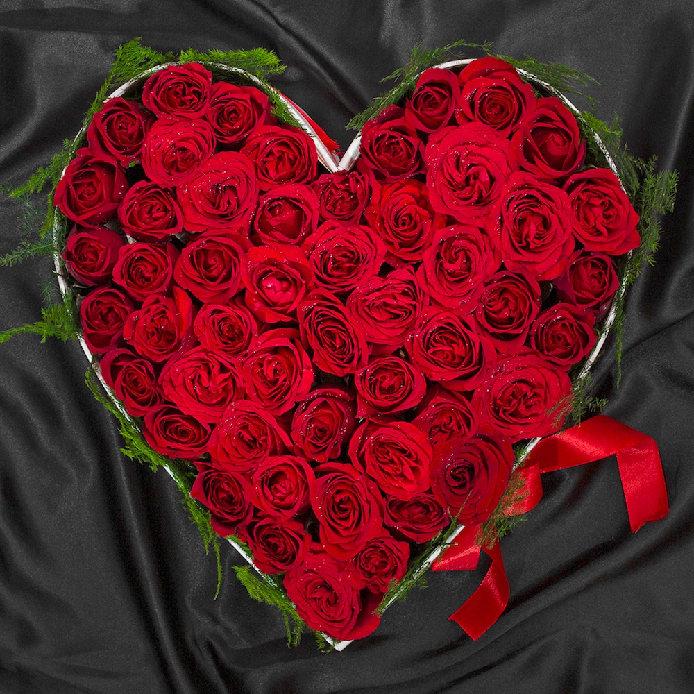Red Roses Connecting Heart Arrangement