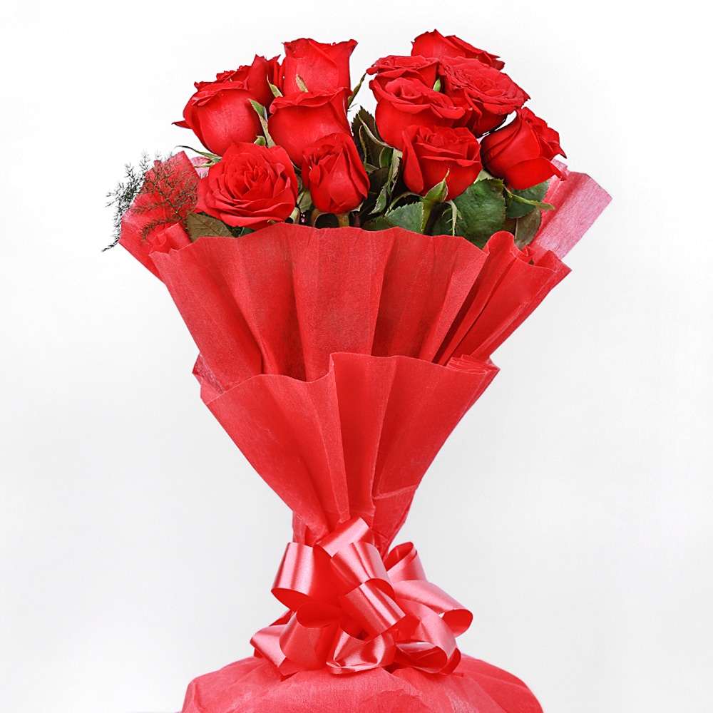 Red Roses In Red Packing