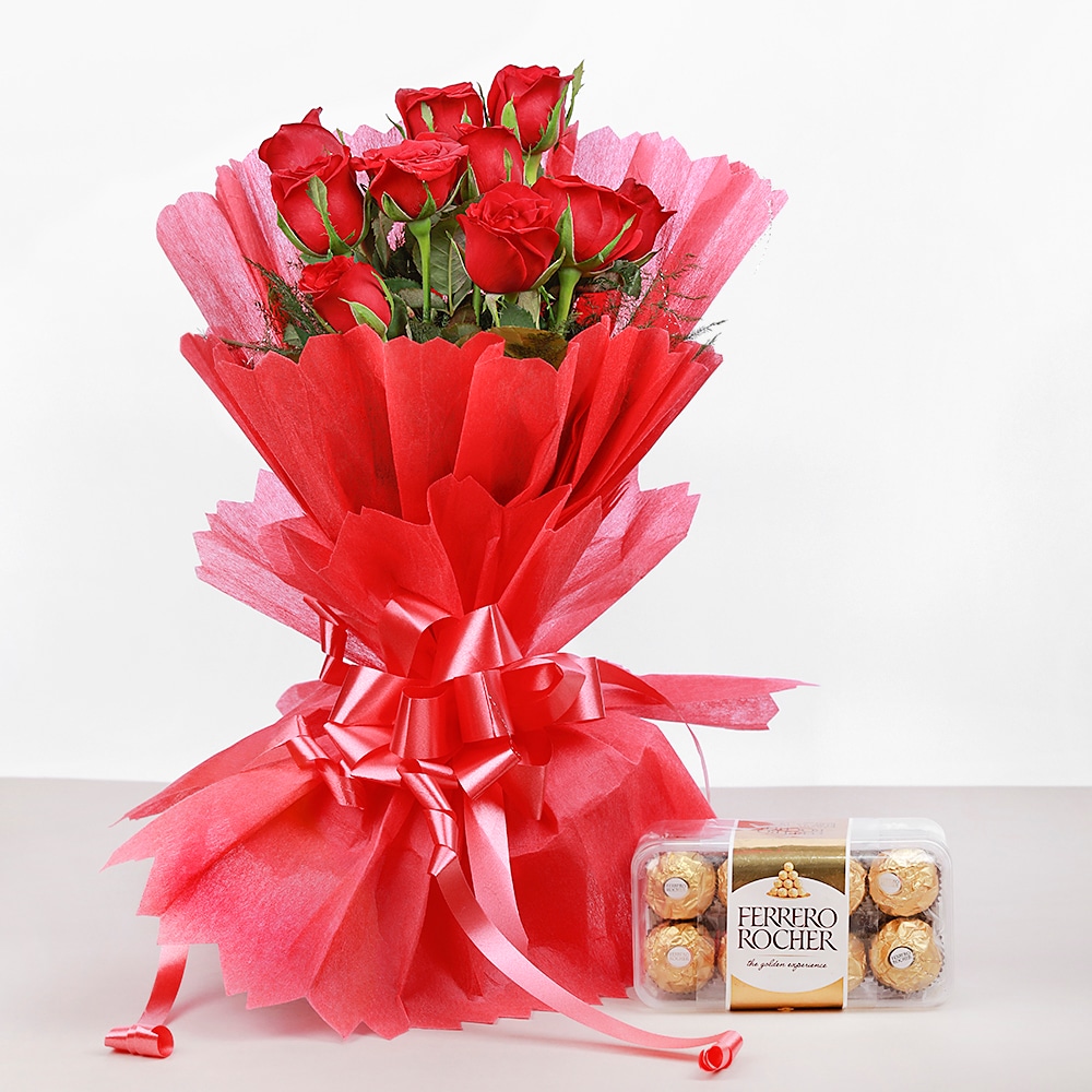 Red Roses & Ferrero Combo