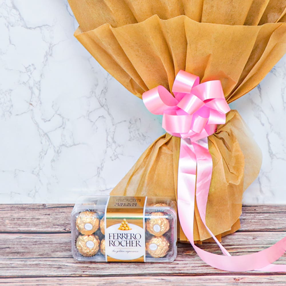 Classy Ferrero Lilies N Carnation Bouquet