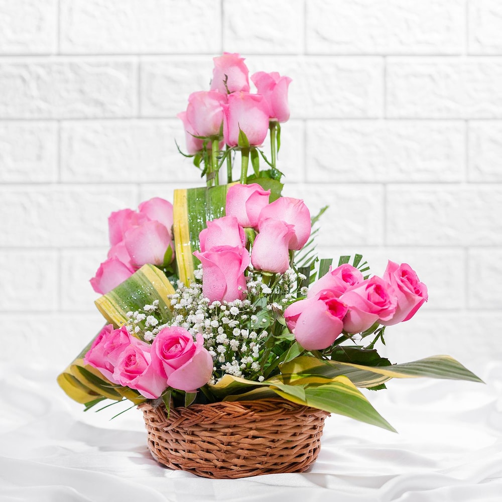 Full Of Emotions Pink Roses Basket
