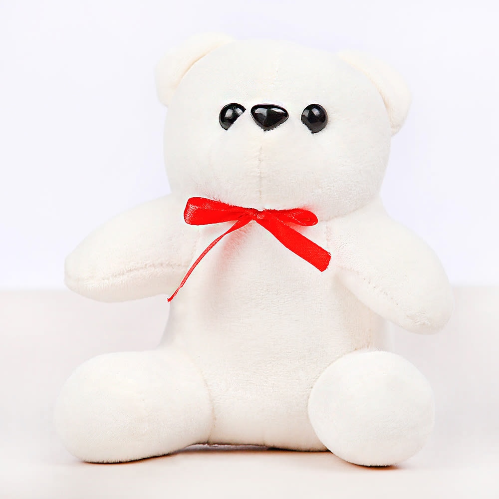 15 Roses And White Teddy With Card