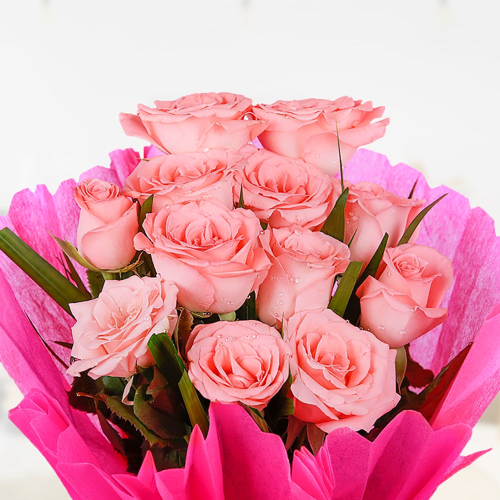 12 Pink Roses