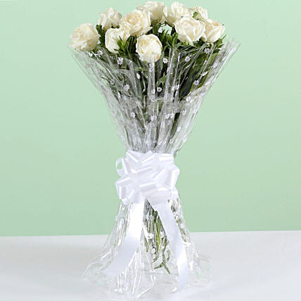 Elegant 12 White Roses Bouquet