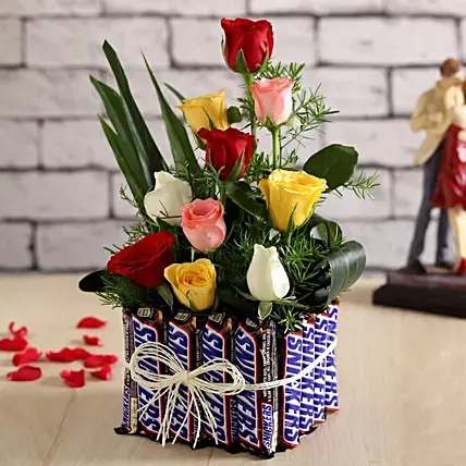 Snickers Bars & Mixed Roses