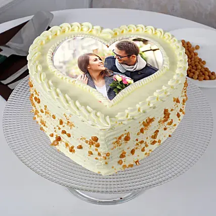 Heart Shaped Butterscotch Photo Cake