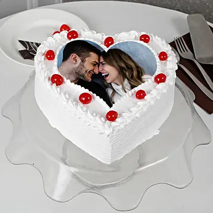 Pineapple Photo Cake- Heart Shaped