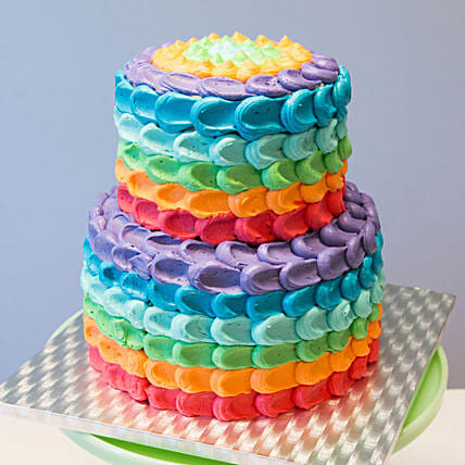 Two Tier Rainbow Chocolate Cake