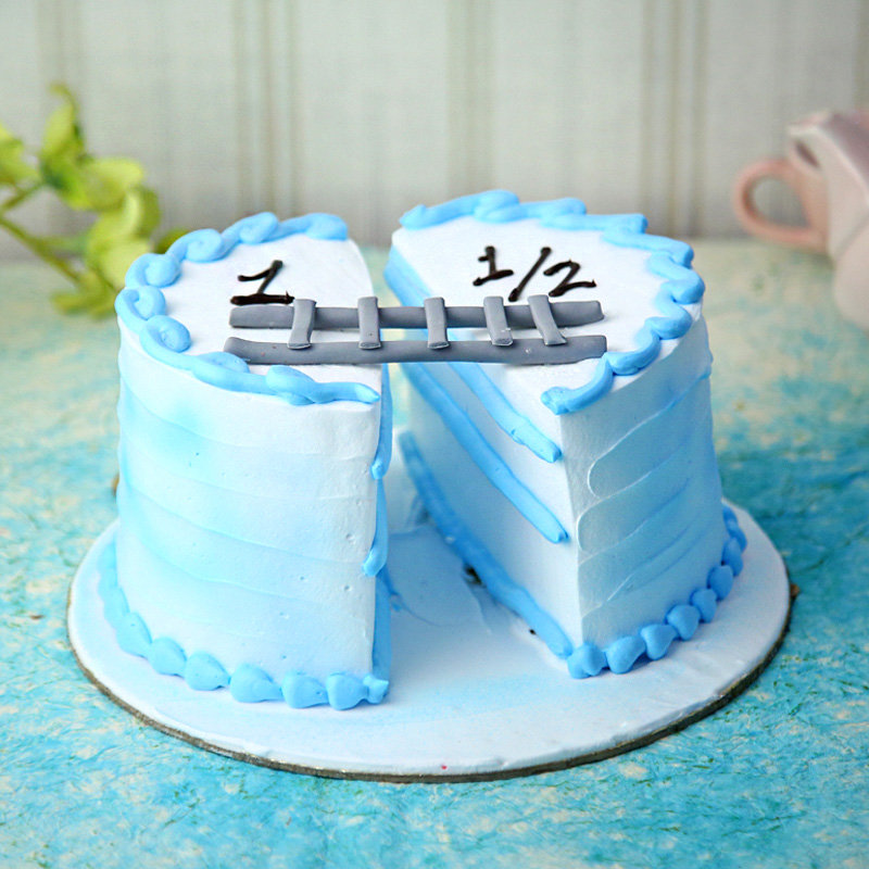 Baby Blue Half To One Cake