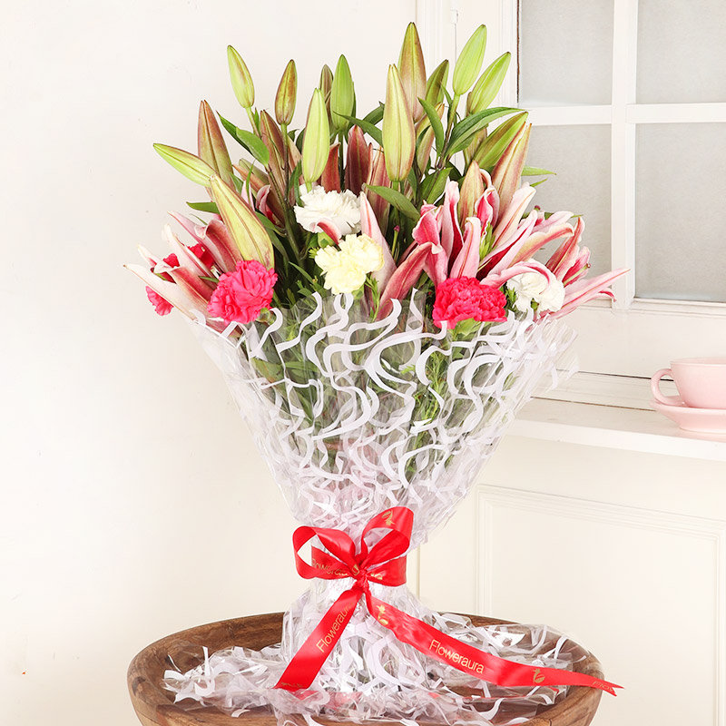 Charismatic Carnation N Lily Bunch