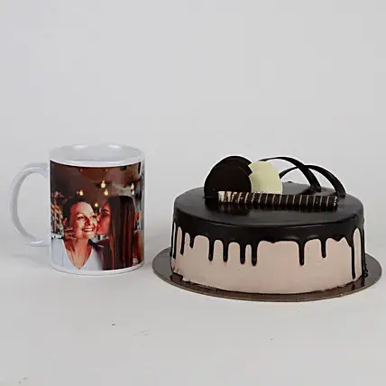 Chocolate Cake & Personalised Mug For Mom