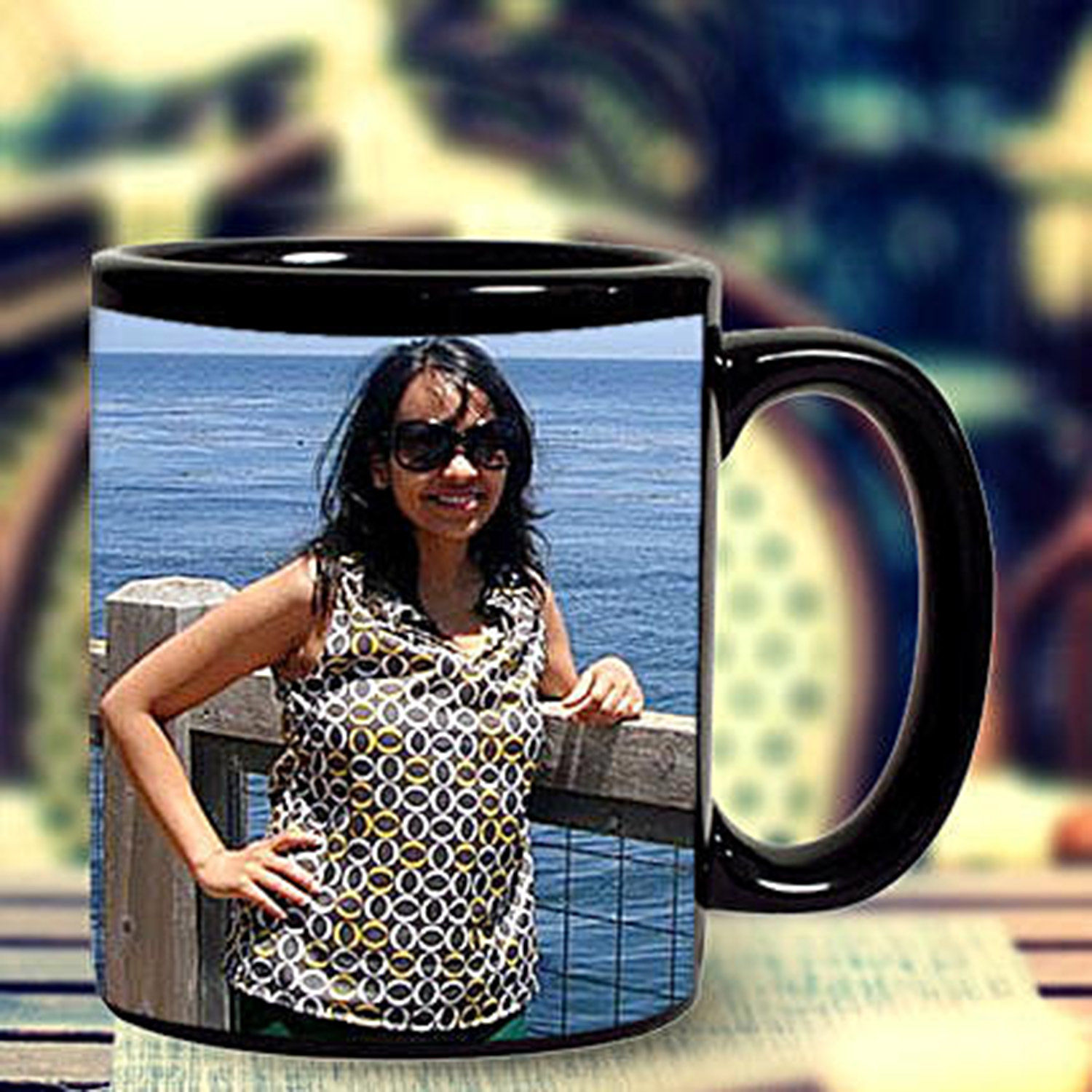 Personalised Black Photo Mug