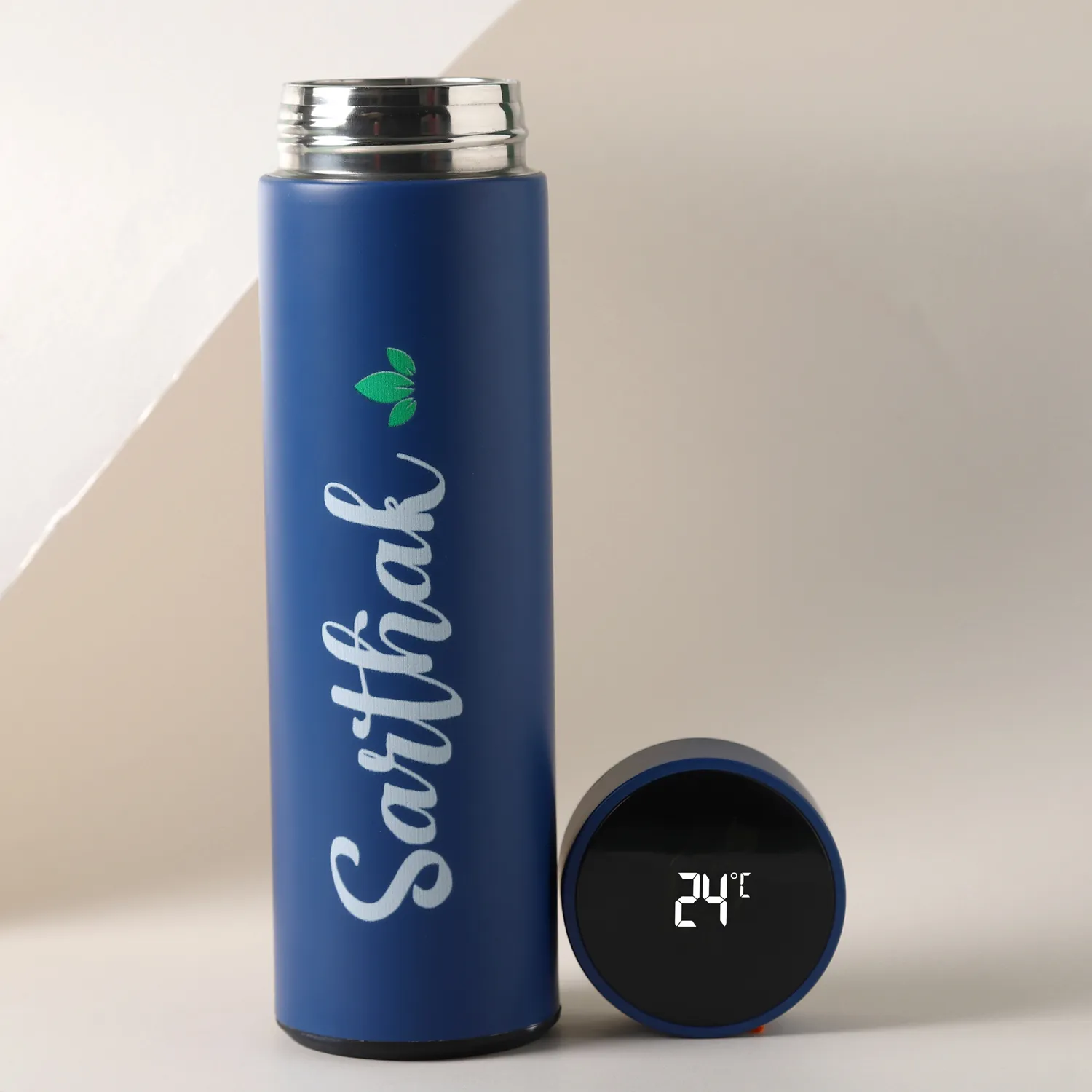 Personalised Blue LED Temperature Bottle