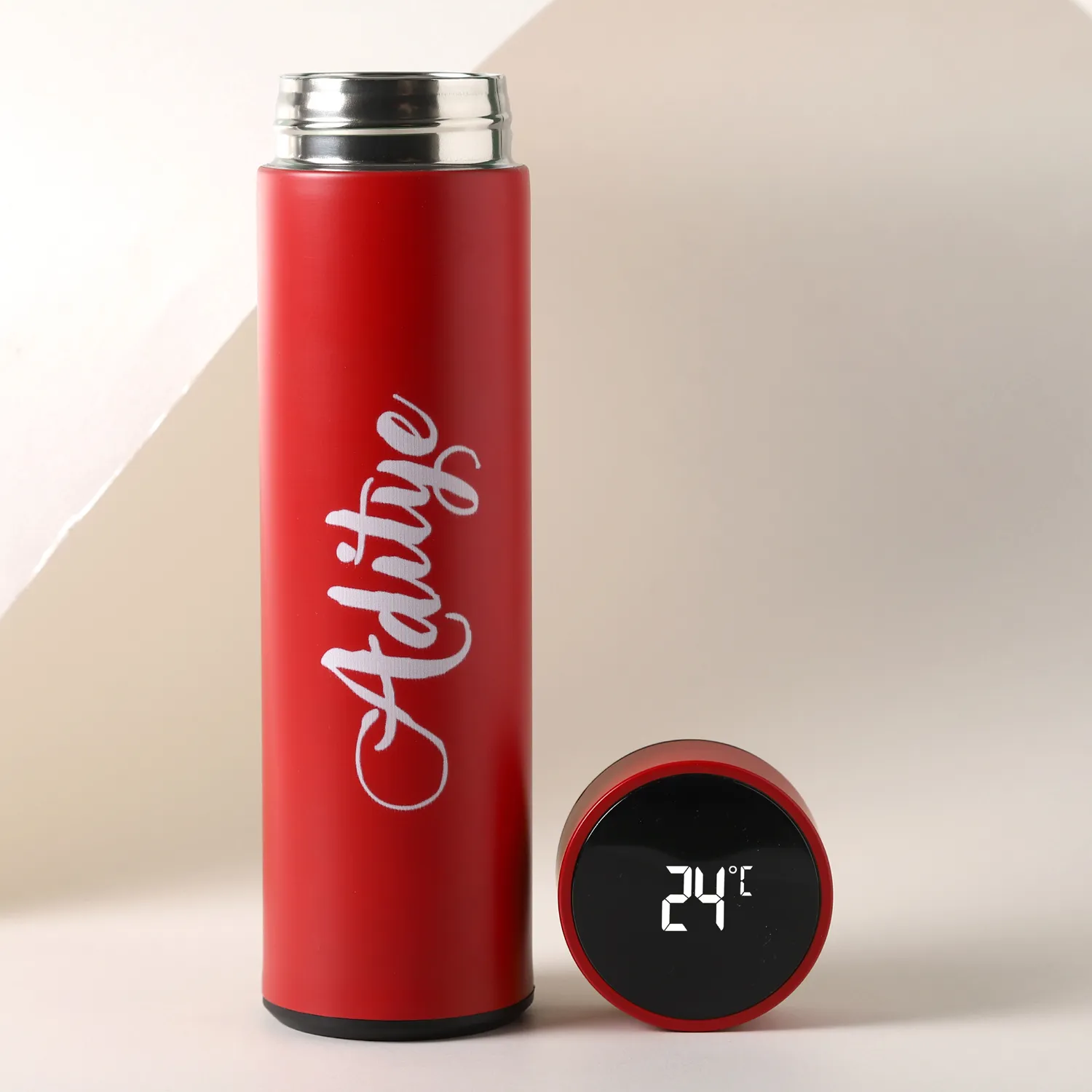 Personalised Red LED Temperature Bottle