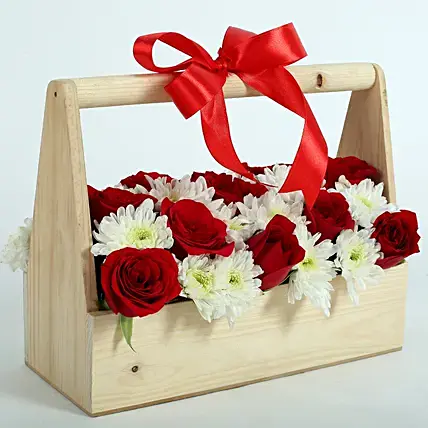 Roses & Daisies Basket Arrangement