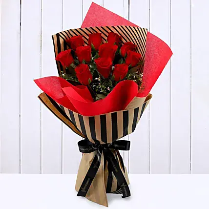 Romantic 10 Red Roses Bouquet