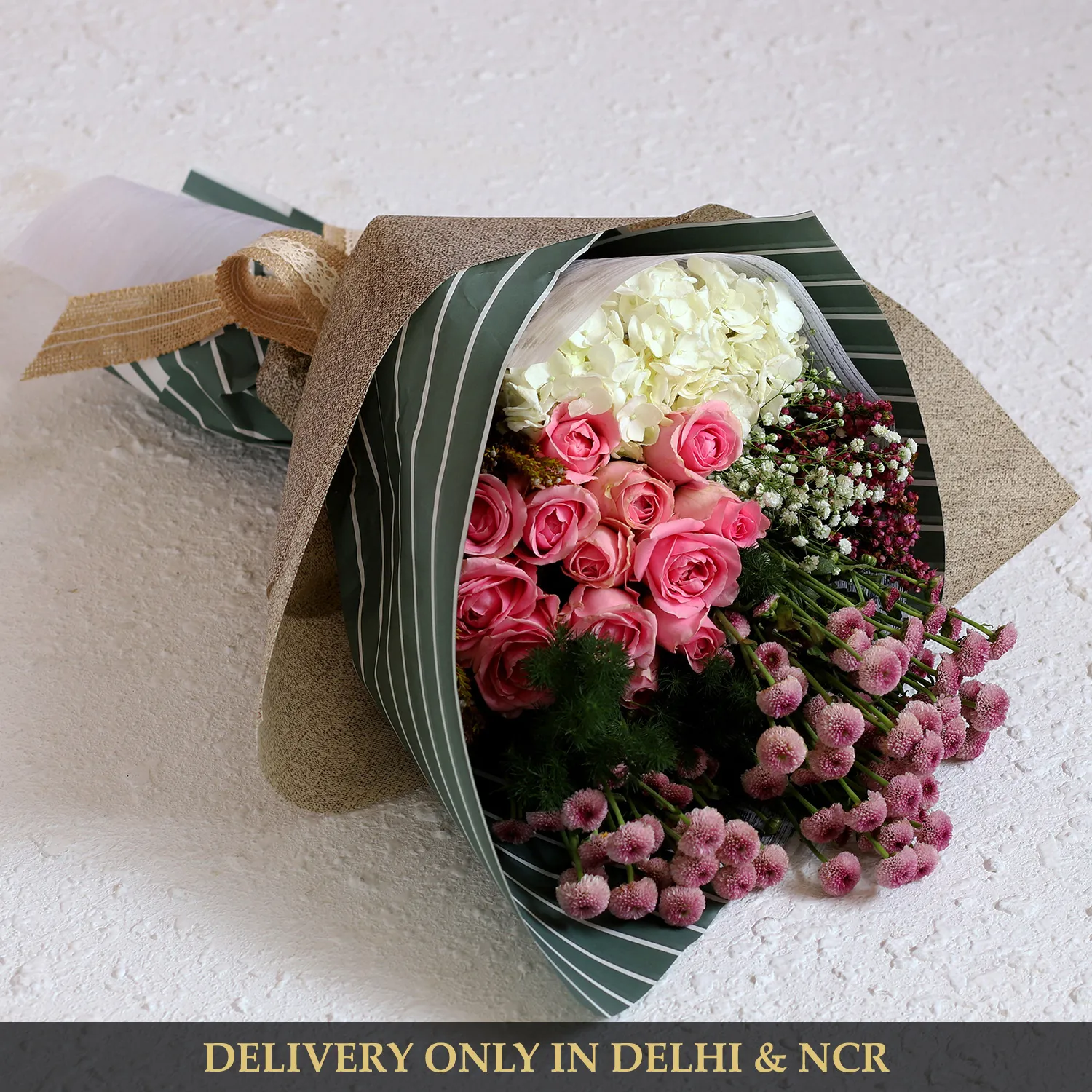 Hydrangea & Pink Daisy Bunch