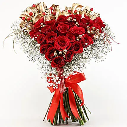 Golden & Red Roses Heart Royalty