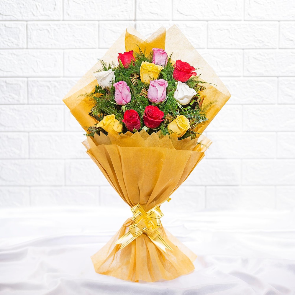 Amber Embraced Mix Roses Bouquet