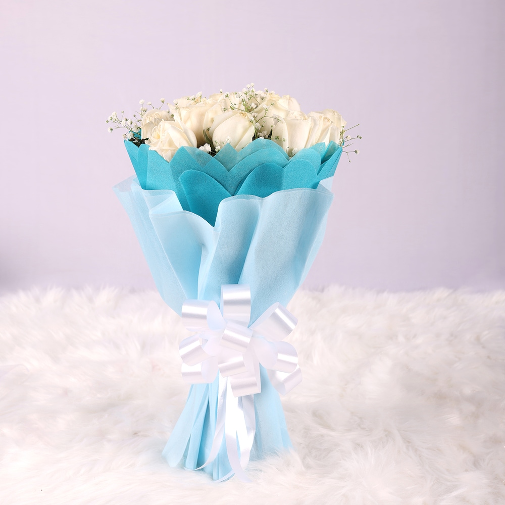 Serene White Roses Bouquet