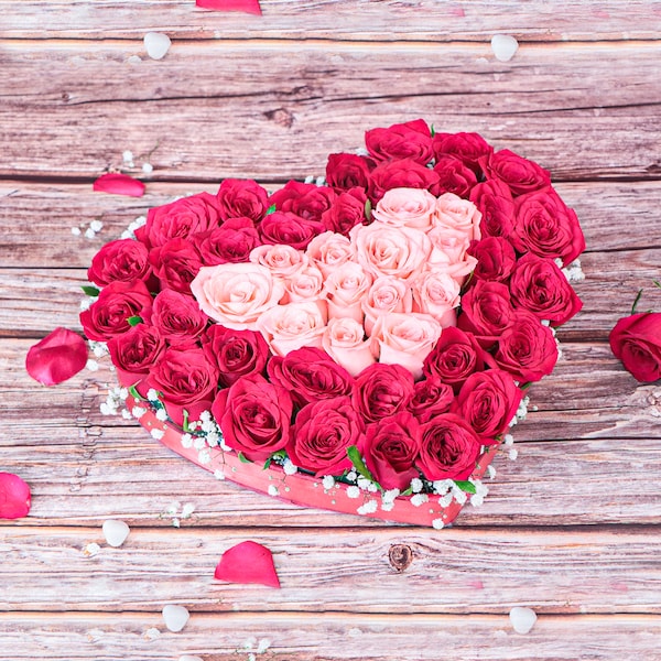 HeartShaped Pink And Red Roses