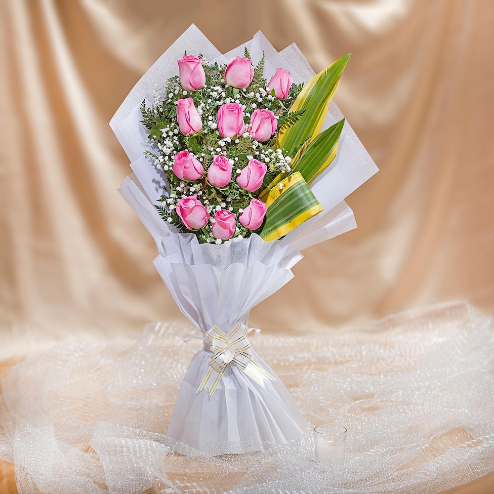 12 Pink Roses Impression For Love