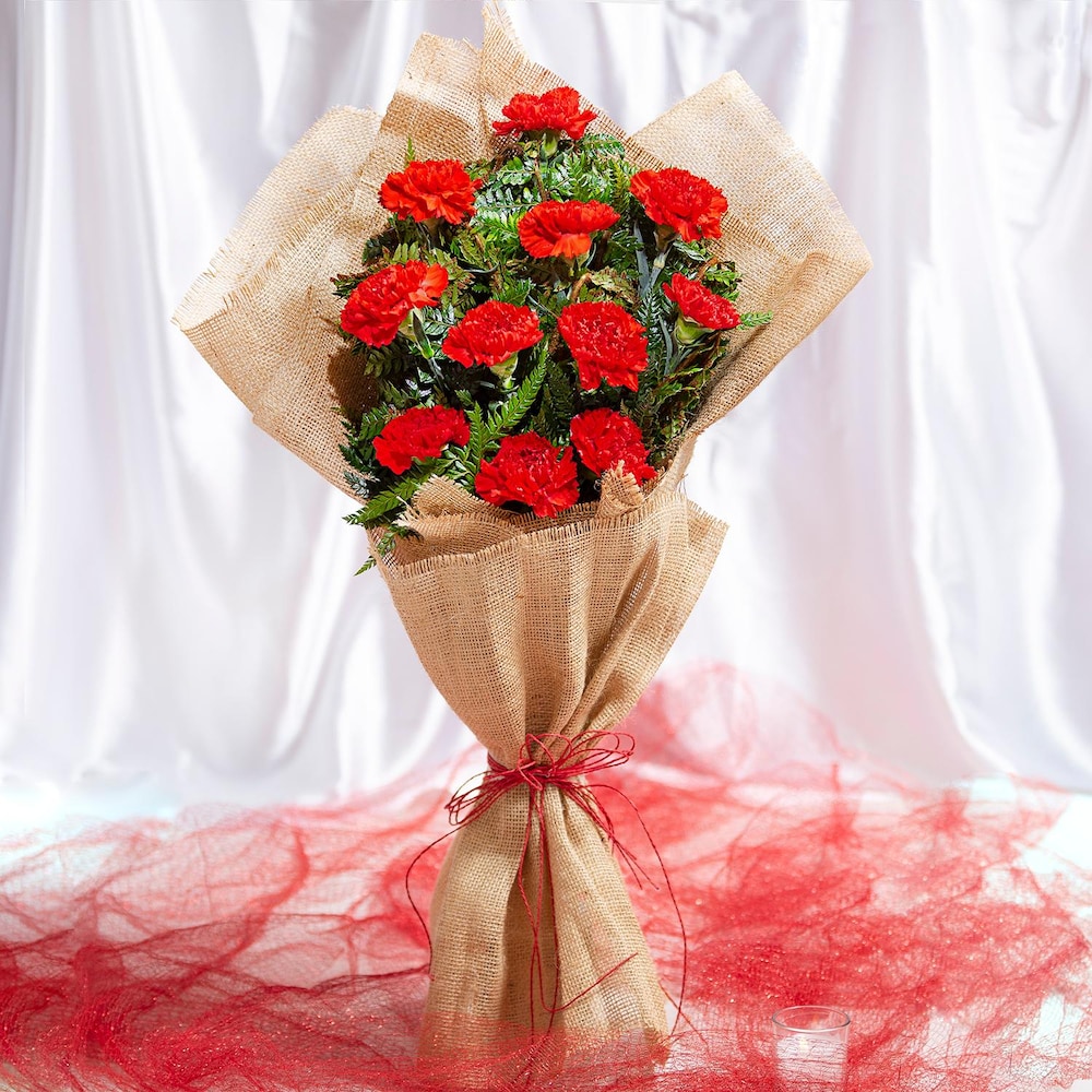 Celestial Carnations Jute Bouquet
